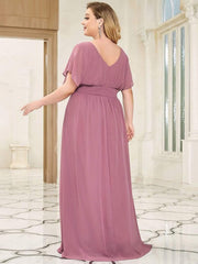 Stunning Plus Size Empire A-Line Chiffon Formal Maxi Evening Dress
