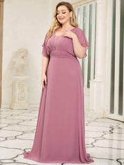 Stunning Plus Size Empire A-Line Chiffon Formal Maxi Evening Dress