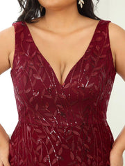 Graceful Plus Size Maxi Mermaid Sequin Formal Dresses & Gowns with Open Back