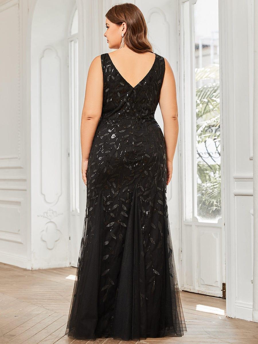 Graceful Plus Size Maxi Mermaid Sequin Formal Dresses & Gowns with Open Back