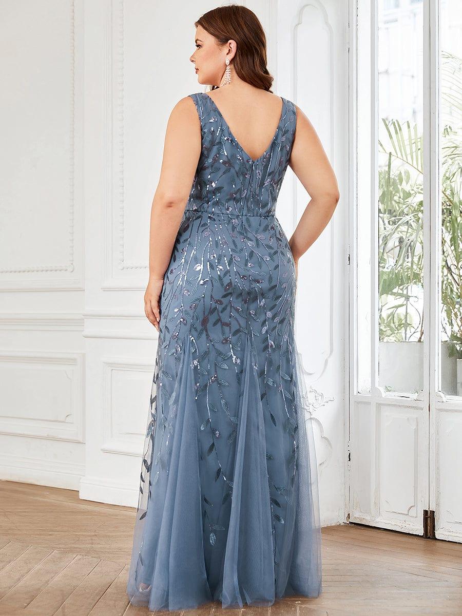 Graceful Plus Size Maxi Mermaid Sequin Formal Dresses & Gowns with Open Back