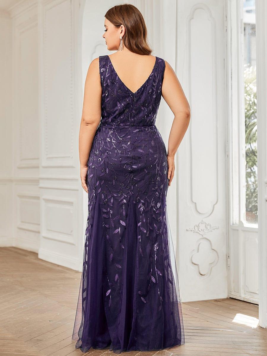 Graceful Plus Size Maxi Mermaid Sequin Formal Dresses & Gowns with Open Back