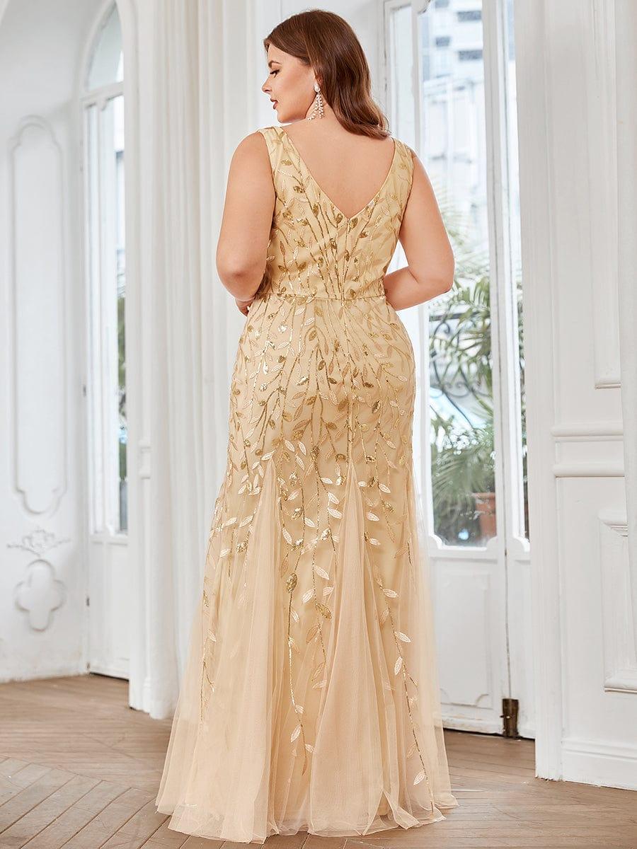 Graceful Plus Size Maxi Mermaid Sequin Formal Dresses & Gowns with Open Back