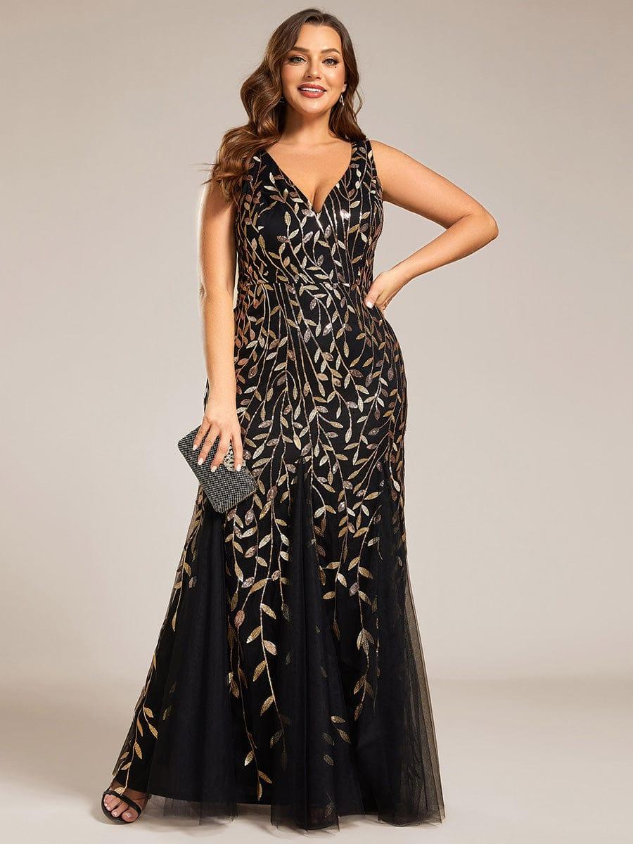 Graceful Plus Size Maxi Mermaid Sequin Formal Dresses & Gowns with Open Back