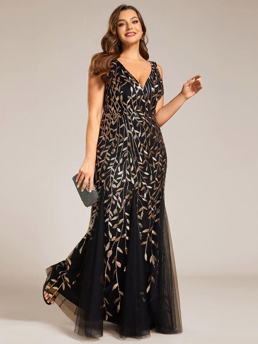 Graceful Plus Size Maxi Mermaid Sequin Formal Dresses & Gowns with Open Back