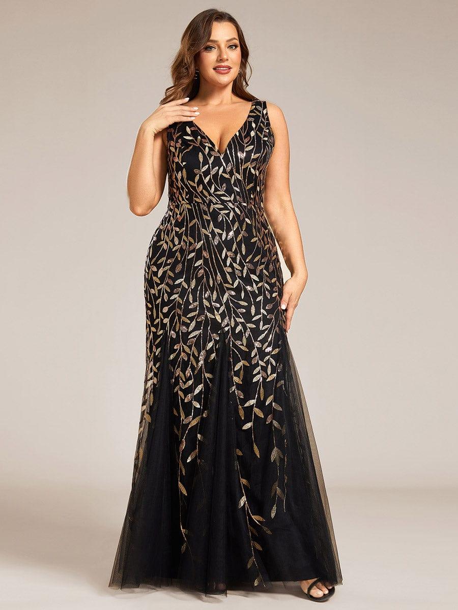 Graceful Plus Size Maxi Mermaid Sequin Formal Dresses & Gowns with Open Back
