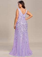Graceful Plus Size Maxi Mermaid Sequin Formal Dresses & Gowns with Open Back