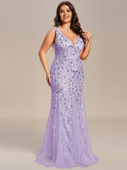 Graceful Plus Size Maxi Mermaid Sequin Formal Dresses & Gowns with Open Back