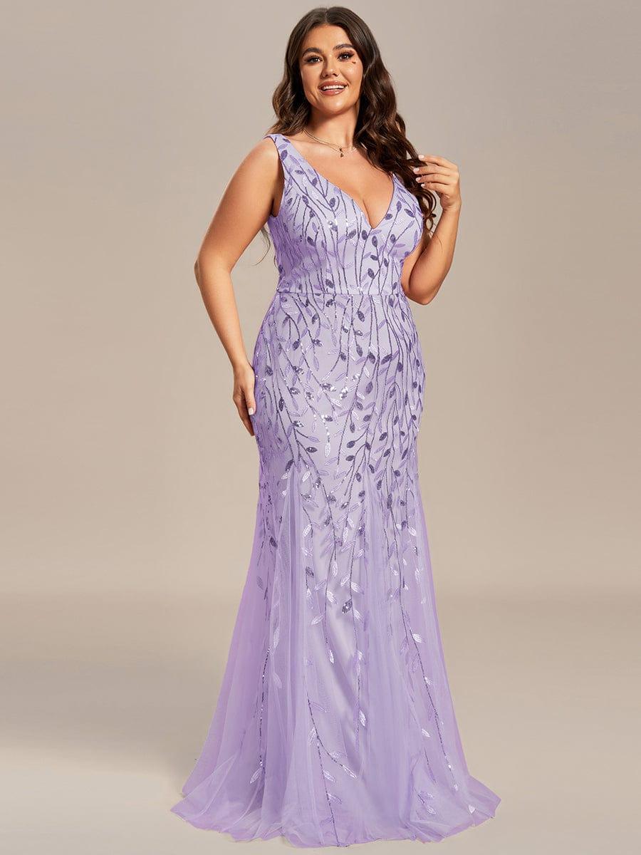 Graceful Plus Size Maxi Mermaid Sequin Formal Dresses & Gowns with Open Back
