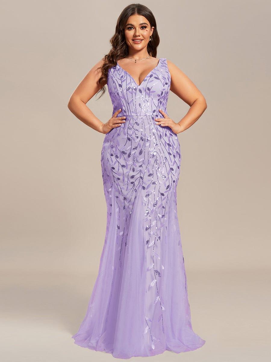 Graceful Plus Size Maxi Mermaid Sequin Formal Dresses & Gowns with Open Back