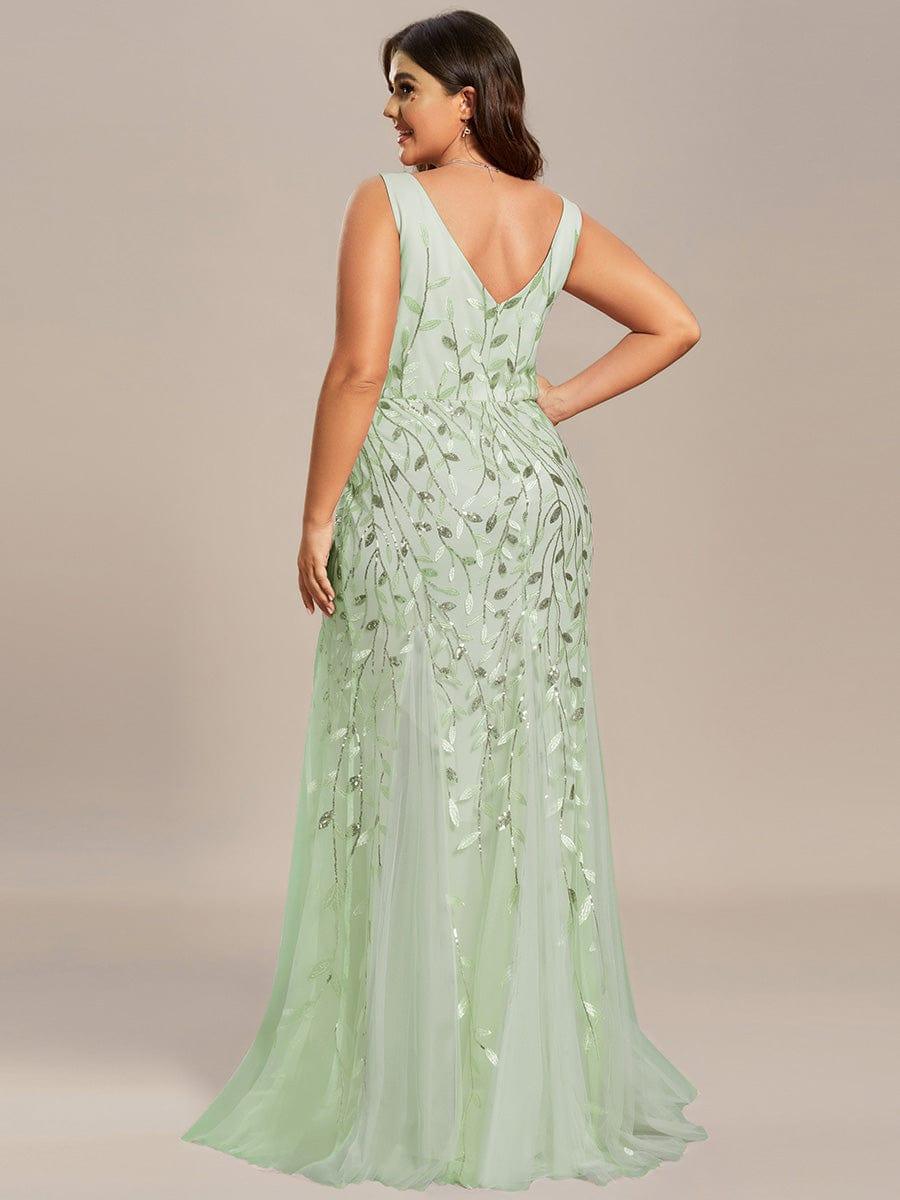 Graceful Plus Size Maxi Mermaid Sequin Formal Dresses & Gowns with Open Back