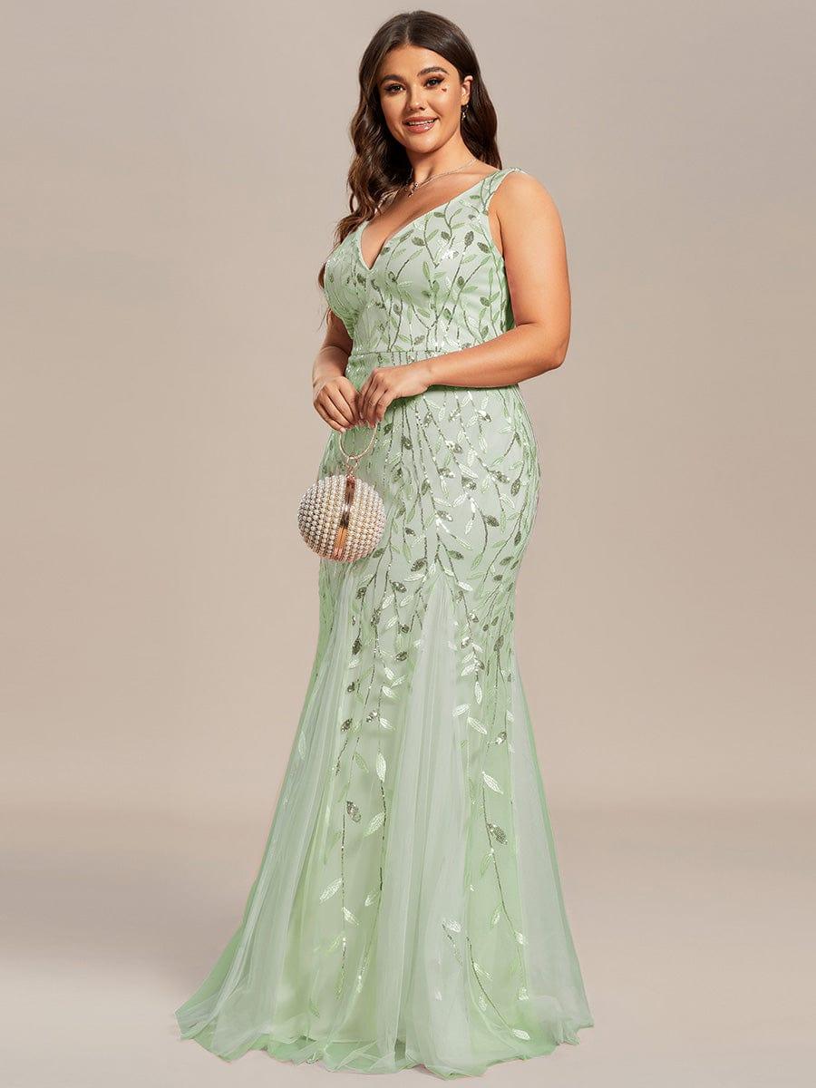 Graceful Plus Size Maxi Mermaid Sequin Formal Dresses & Gowns with Open Back