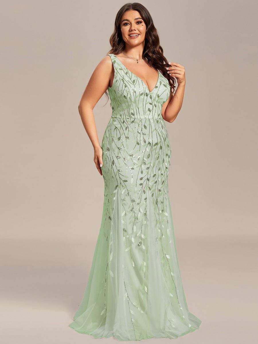 Graceful Plus Size Maxi Mermaid Sequin Formal Dresses & Gowns with Open Back