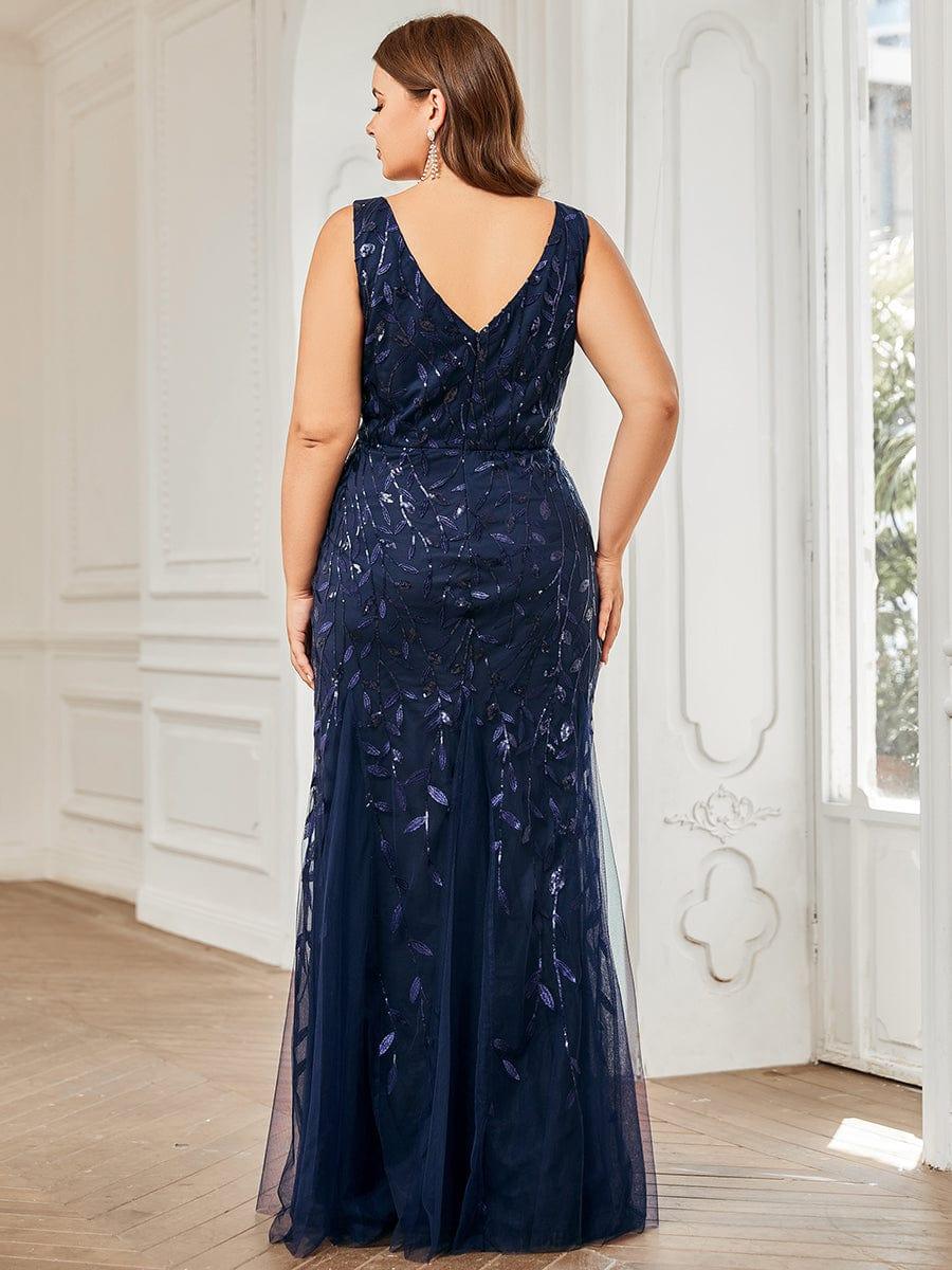 Graceful Plus Size Maxi Mermaid Sequin Formal Dresses & Gowns with Open Back
