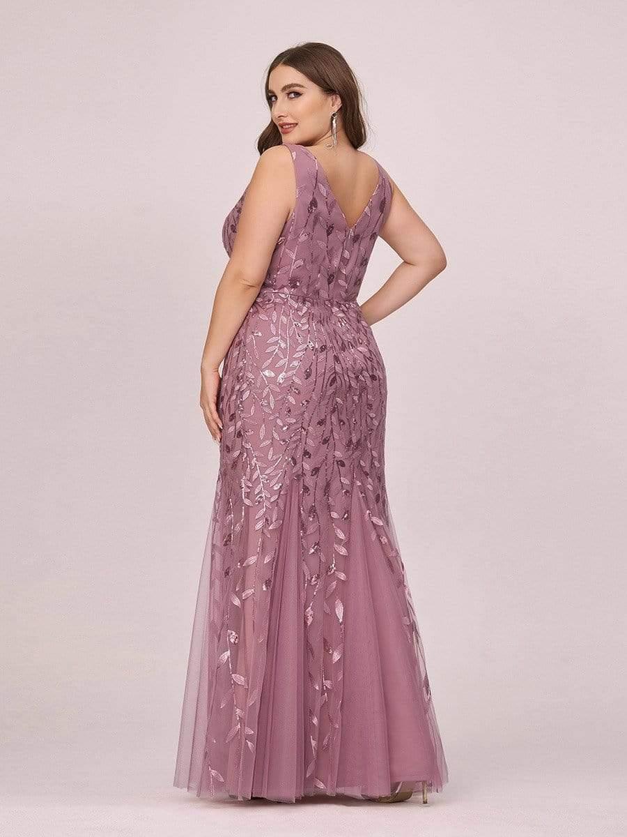 Graceful Plus Size Maxi Mermaid Sequin Formal Dresses & Gowns with Open Back