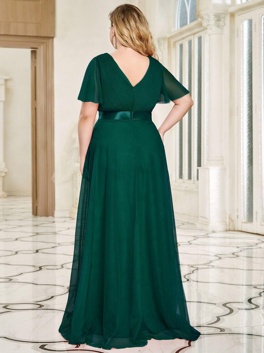 Chic Long A-Line Plus Size Formal Bridesmaid Dress with Short Sleeves