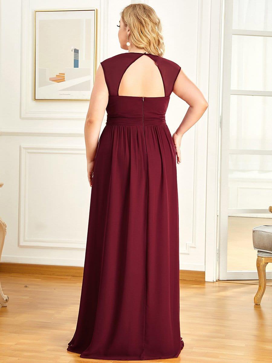 Luxurious Plus Size V-Neck Chiffon Formal Evening Dress with Beaded Belt