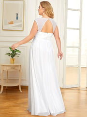 Luxurious Plus Size V-Neck Chiffon Formal Evening Dress with Beaded Belt
