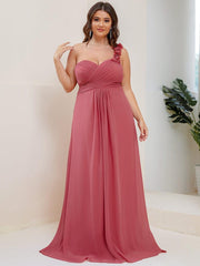 Glamorous Sweethart Pleated One-Shoulder Chiffon Bridesmaid Dress