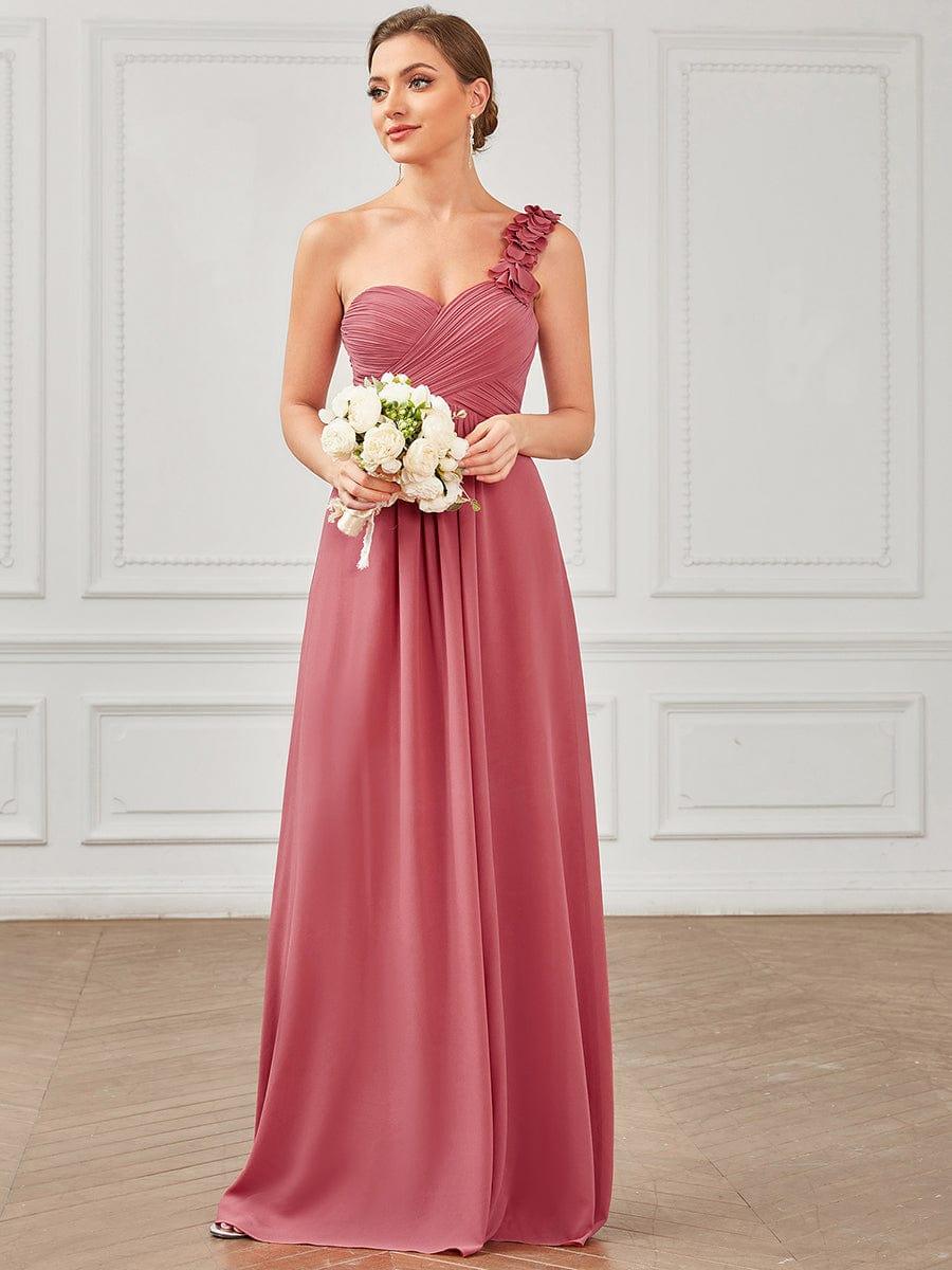 Glamorous Sweethart Pleated One-Shoulder Chiffon Bridesmaid Dress