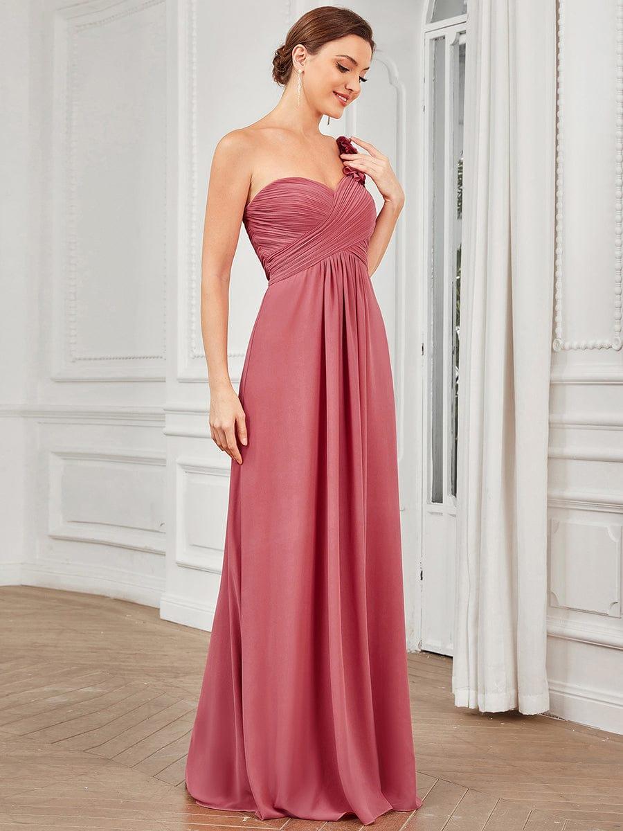 Glamorous Sweethart Pleated One-Shoulder Chiffon Bridesmaid Dress