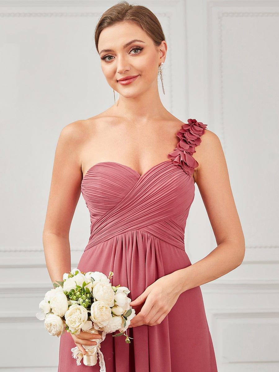 Glamorous Sweethart Pleated One-Shoulder Chiffon Bridesmaid Dress