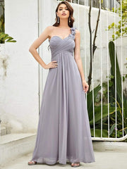 Lovely Chiffon One-Shoulder Maxi A-Line Bridesmaid Dresses