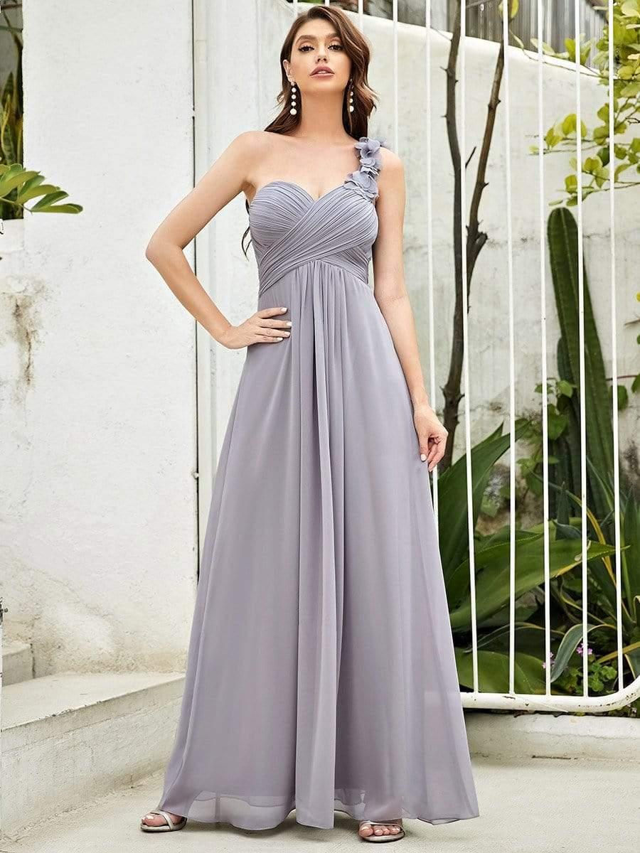 Lovely Chiffon One-Shoulder Maxi A-Line Bridesmaid Dresses