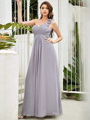 Lovely Chiffon One-Shoulder Maxi A-Line Bridesmaid Dresses