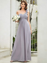 Lovely Chiffon One-Shoulder Maxi A-Line Bridesmaid Dresses