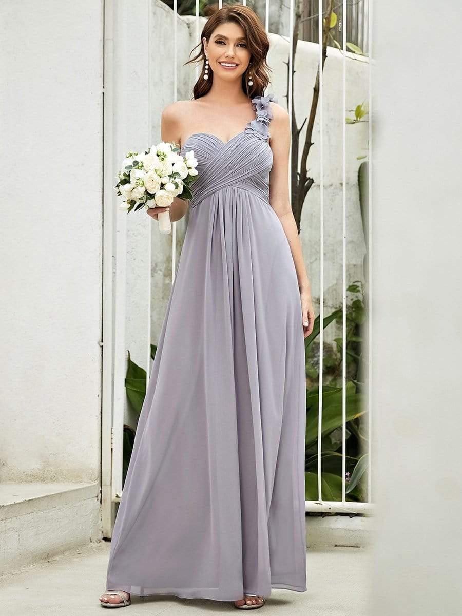 Lovely Chiffon One-Shoulder Maxi A-Line Bridesmaid Dresses