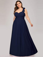 Glamorous Sweethart Pleated One-Shoulder Chiffon Bridesmaid Dress