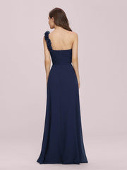 Glamorous Sweethart Pleated One-Shoulder Chiffon Bridesmaid Dress
