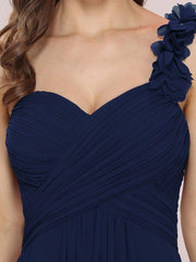 Glamorous Sweethart Pleated One-Shoulder Chiffon Bridesmaid Dress