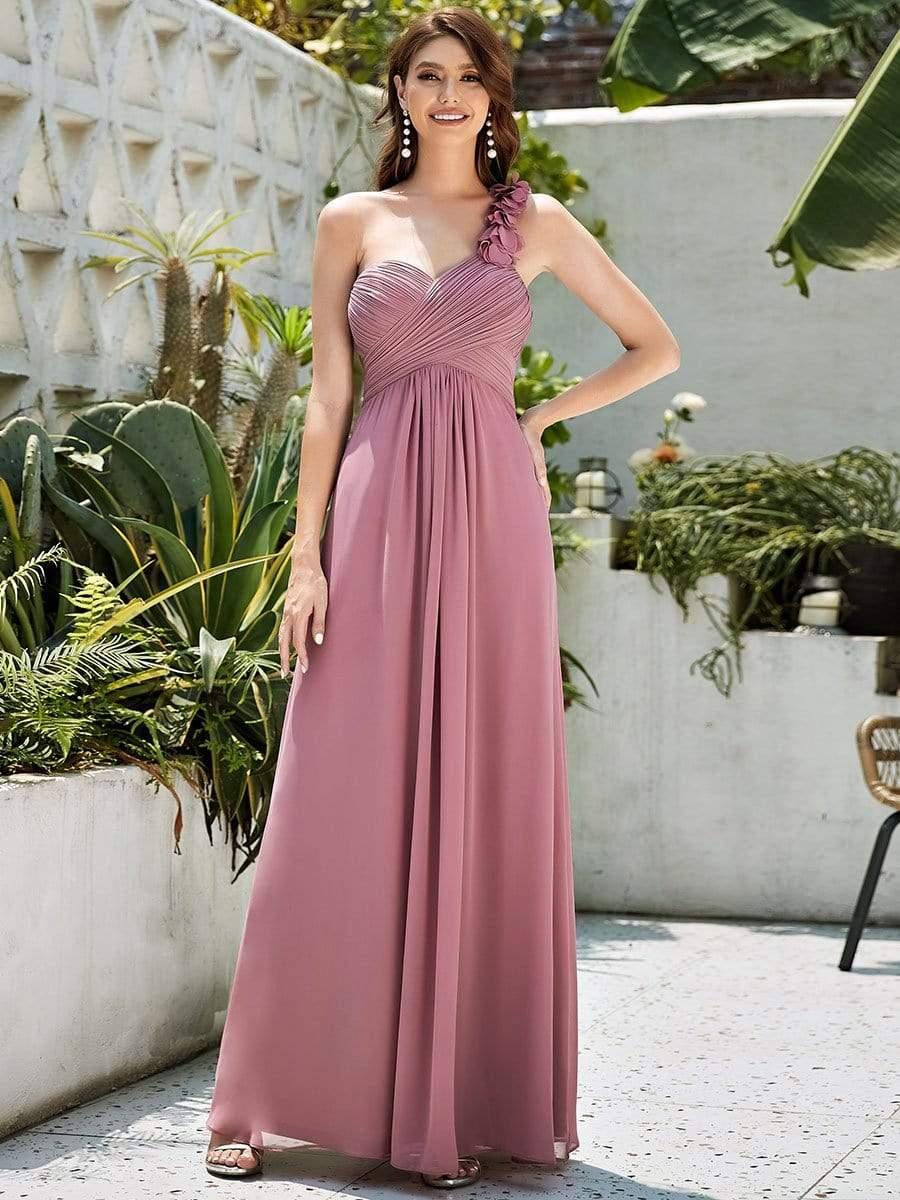 Lovely Chiffon One-Shoulder Maxi A-Line Bridesmaid Dresses