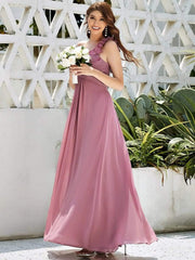 Lovely Chiffon One-Shoulder Maxi A-Line Bridesmaid Dresses