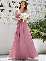 Lovely Chiffon One-Shoulder Maxi A-Line Bridesmaid Dresses