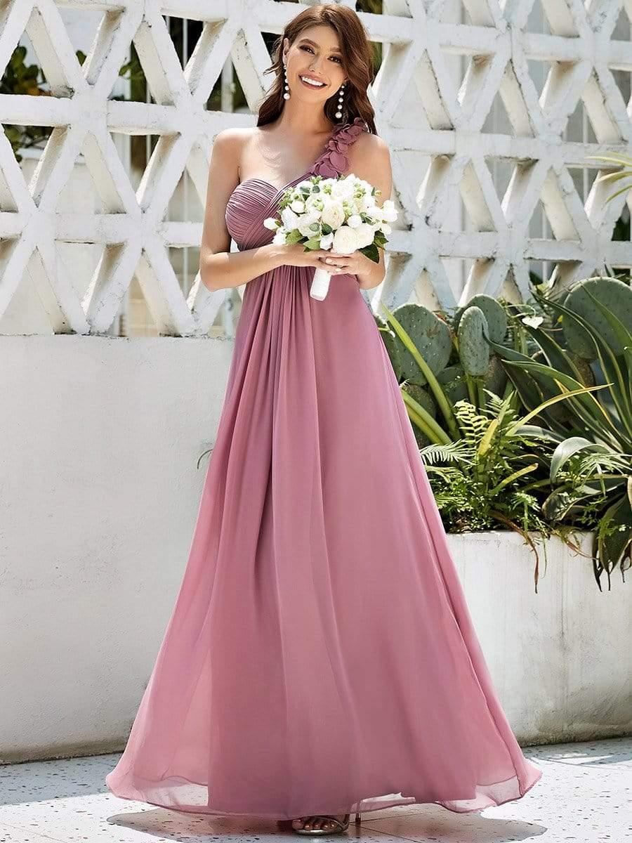 Lovely Chiffon One-Shoulder Maxi A-Line Bridesmaid Dresses