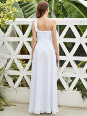 Lovely Chiffon One-Shoulder Maxi A-Line Bridesmaid Dresses