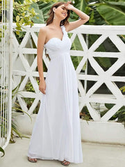 Lovely Chiffon One-Shoulder Maxi A-Line Bridesmaid Dresses