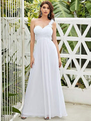 Lovely Chiffon One-Shoulder Maxi A-Line Bridesmaid Dresses
