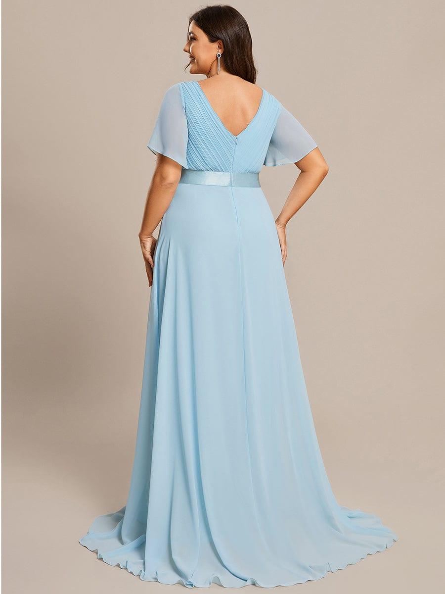 Beautiful Plus Size A-Line Chiffon Evening Dress with Sleeves