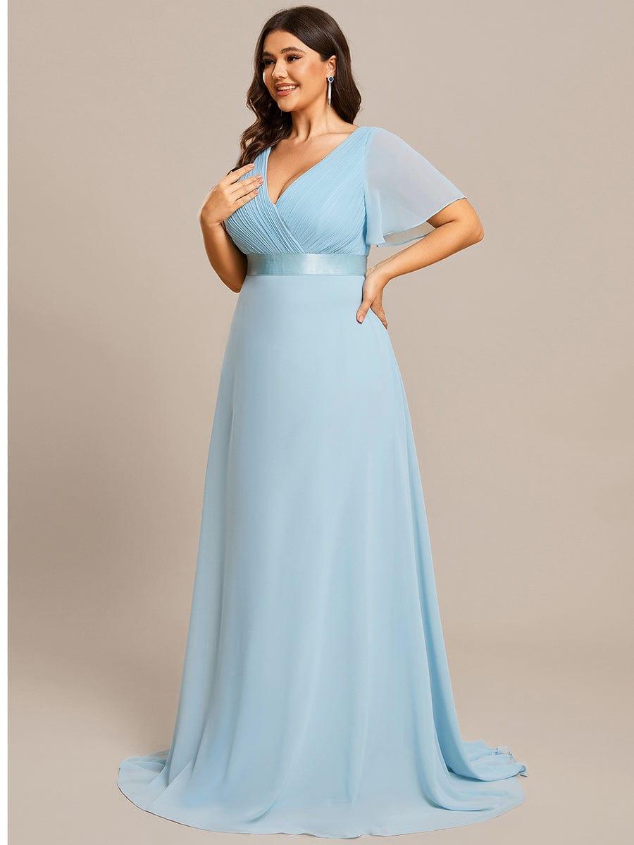 Beautiful Plus Size A-Line Chiffon Evening Dress with Sleeves
