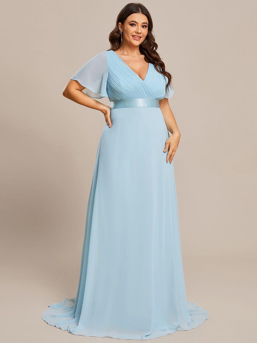 Beautiful Plus Size A-Line Chiffon Evening Dress with Sleeves