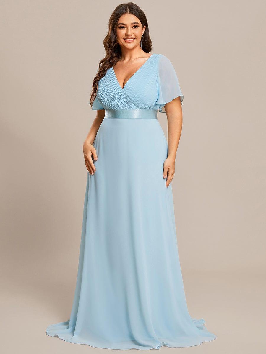 Beautiful Plus Size A-Line Chiffon Evening Dress with Sleeves