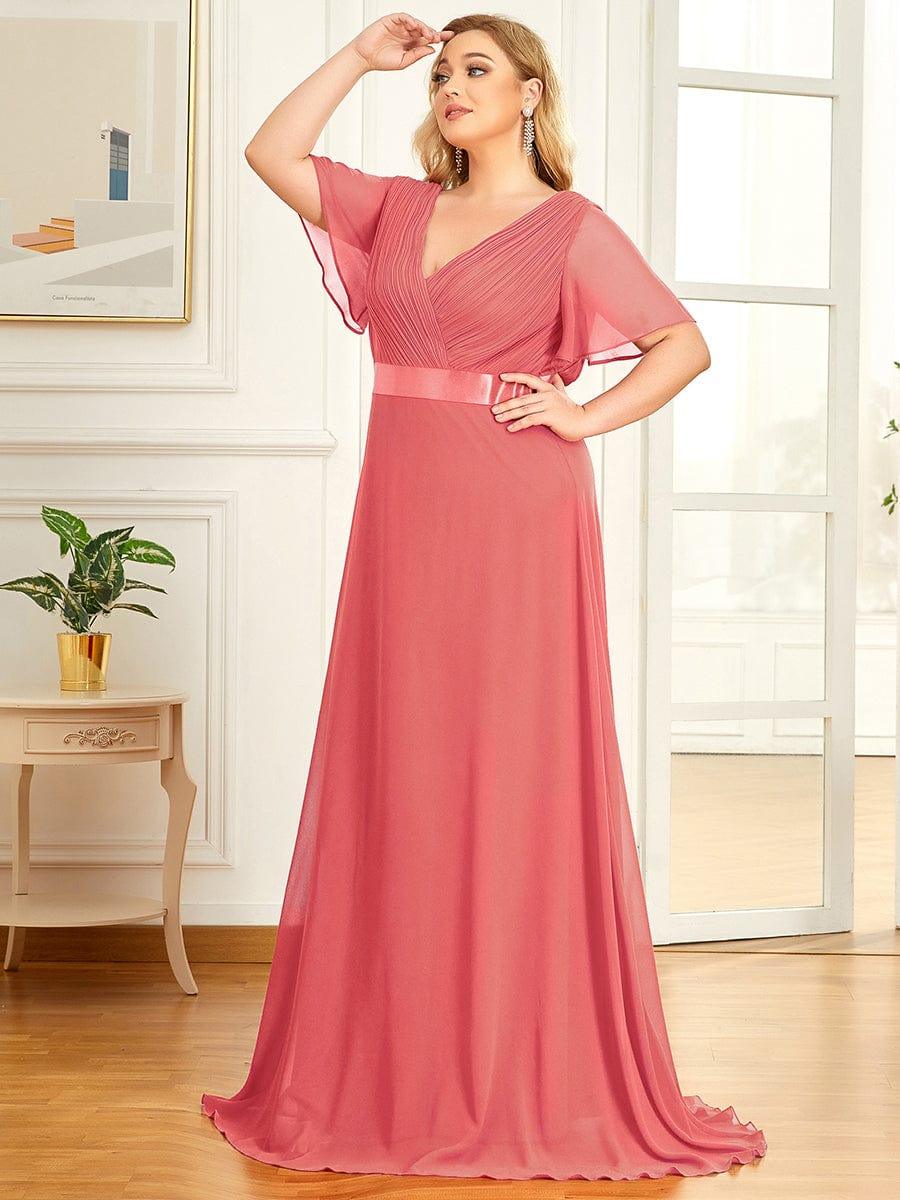 Beautiful Plus Size A-Line Chiffon Evening Dress with Sleeves