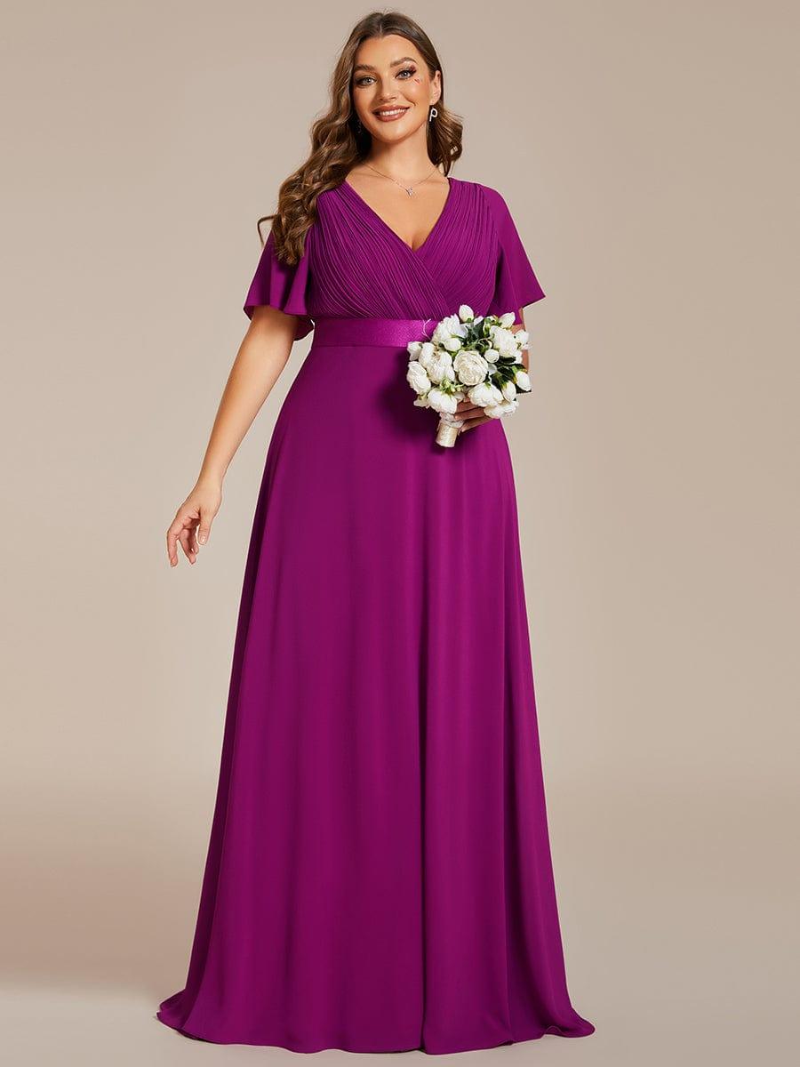 Beautiful Plus Size A-Line Chiffon Evening Dress with Sleeves