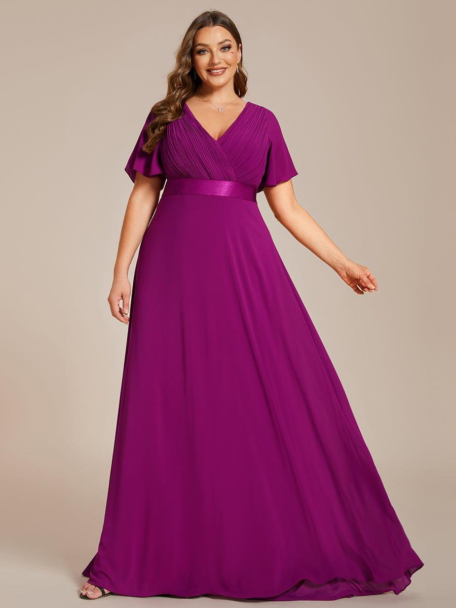 Beautiful Plus Size A-Line Chiffon Evening Dress with Sleeves