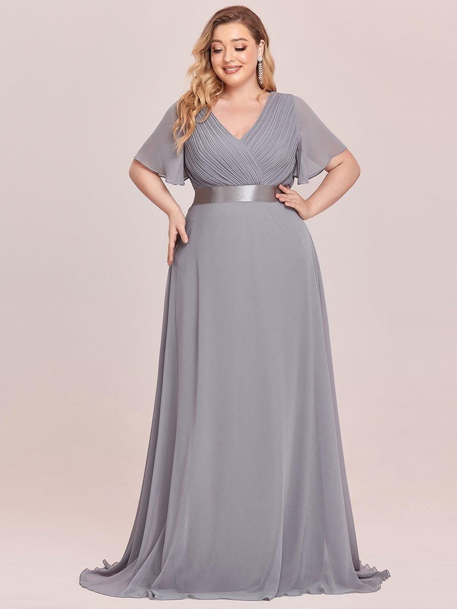 Beautiful Plus Size A-Line Chiffon Evening Dress with Sleeves
