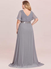 Beautiful Plus Size A-Line Chiffon Evening Dress with Sleeves